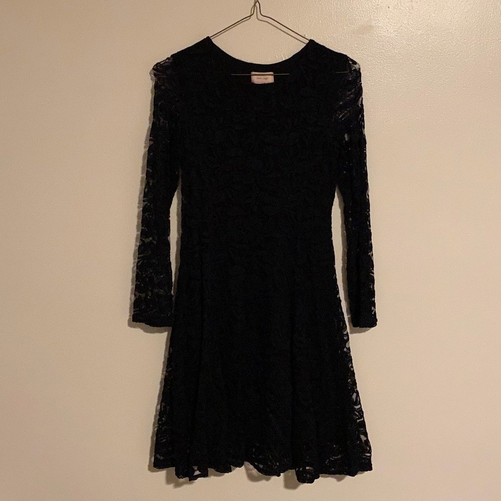 Black Fit-and-Flare Lace Dress